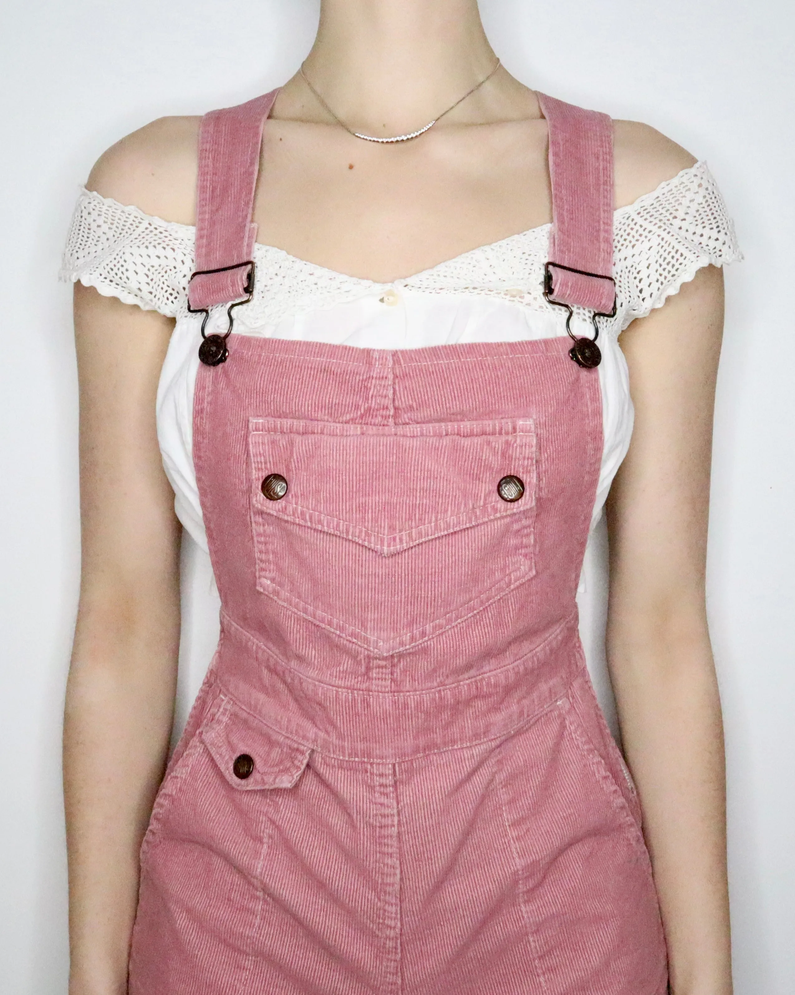 70s Pink Corduroy Overalls (S)