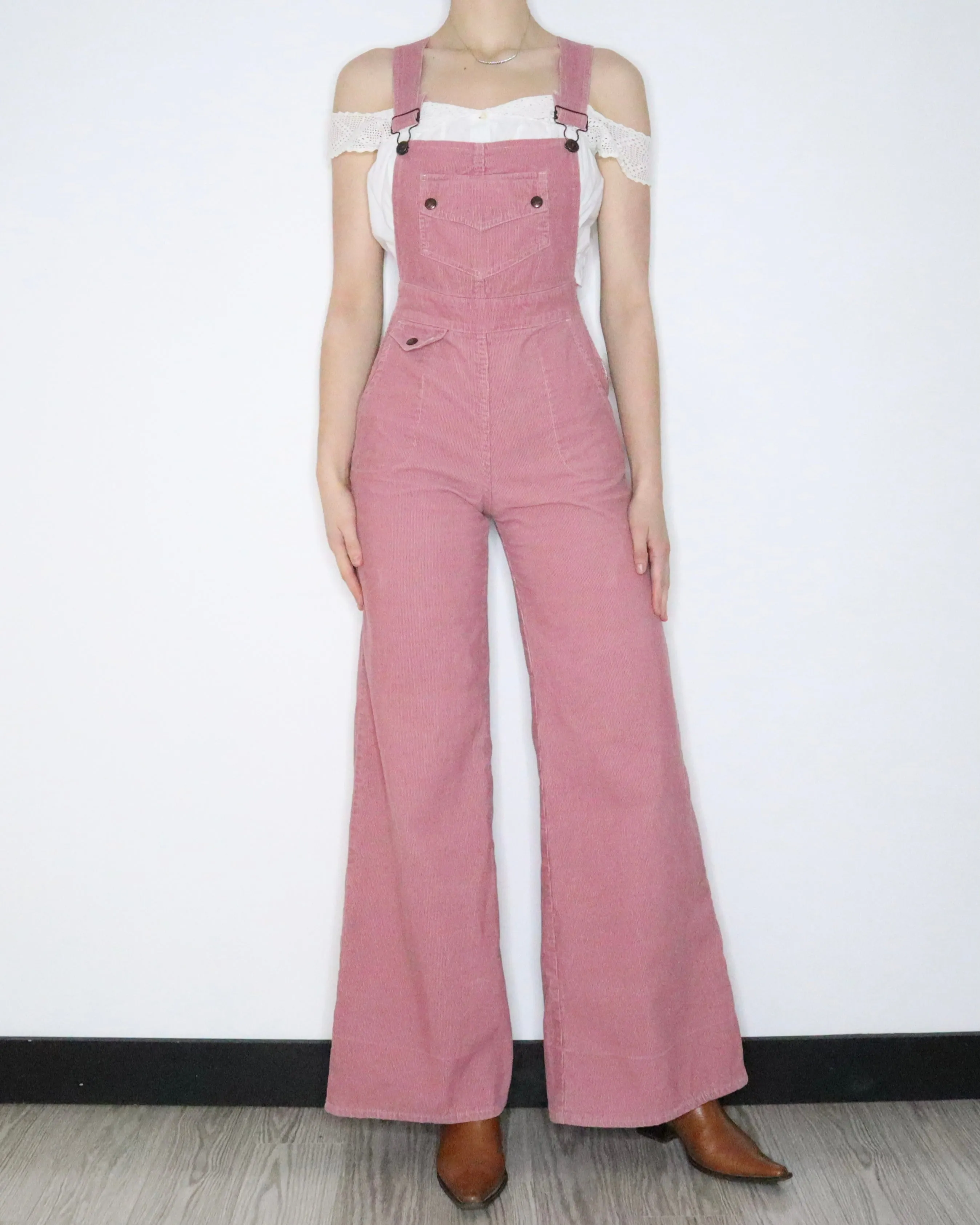 70s Pink Corduroy Overalls (S)