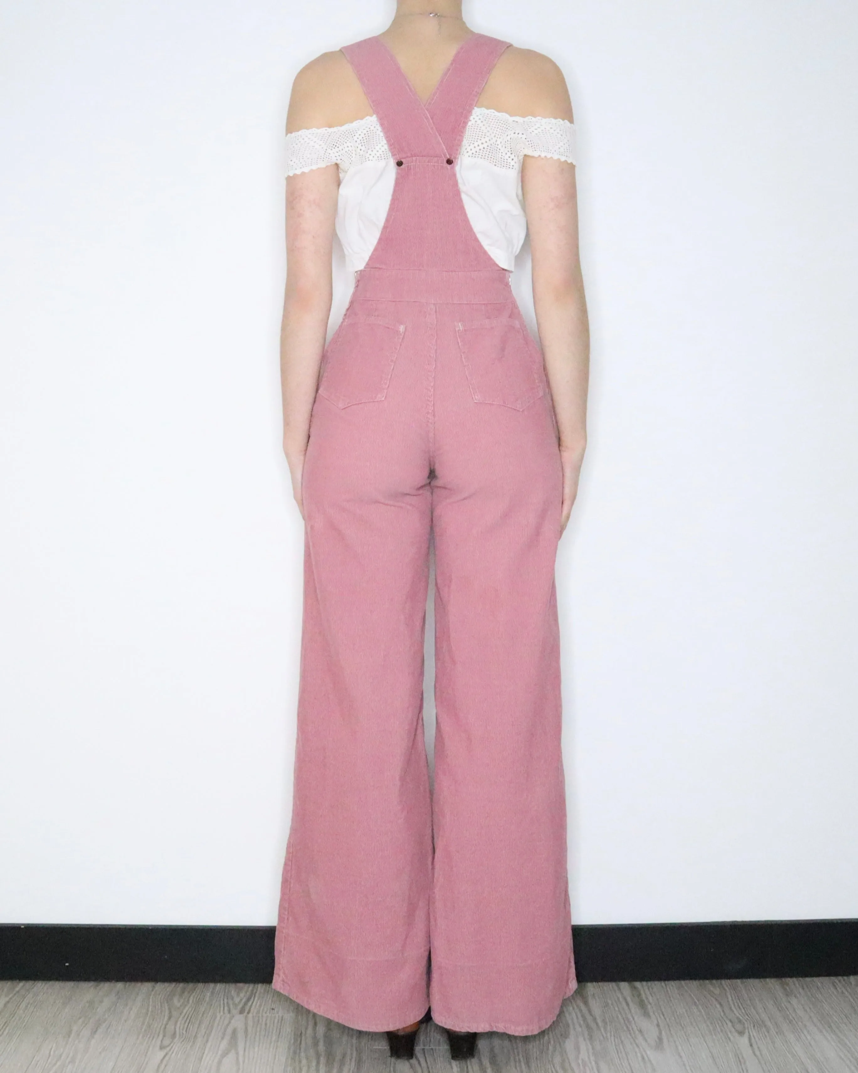 70s Pink Corduroy Overalls (S)