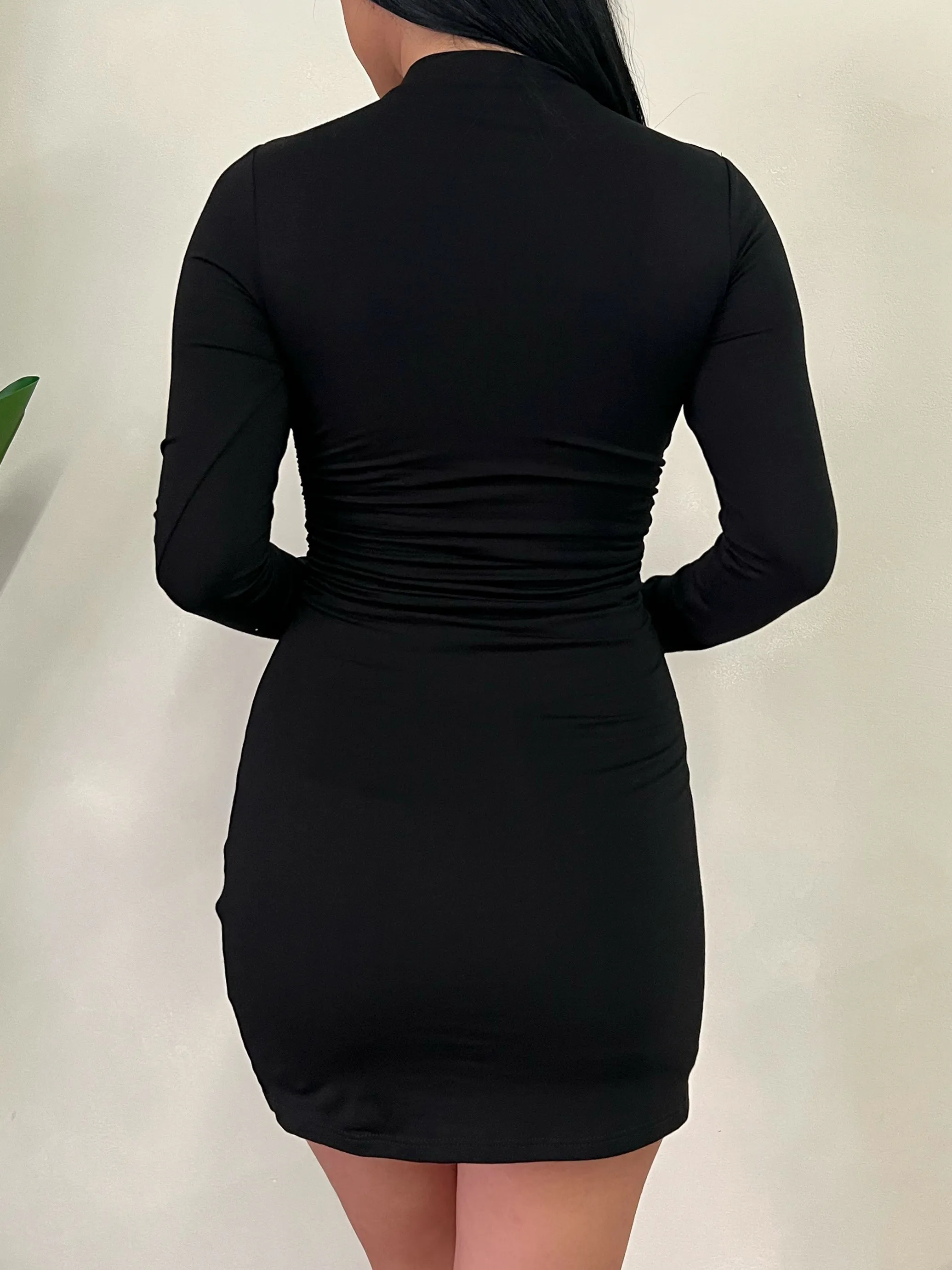 Ashley Ruched Mini Dress (Black)