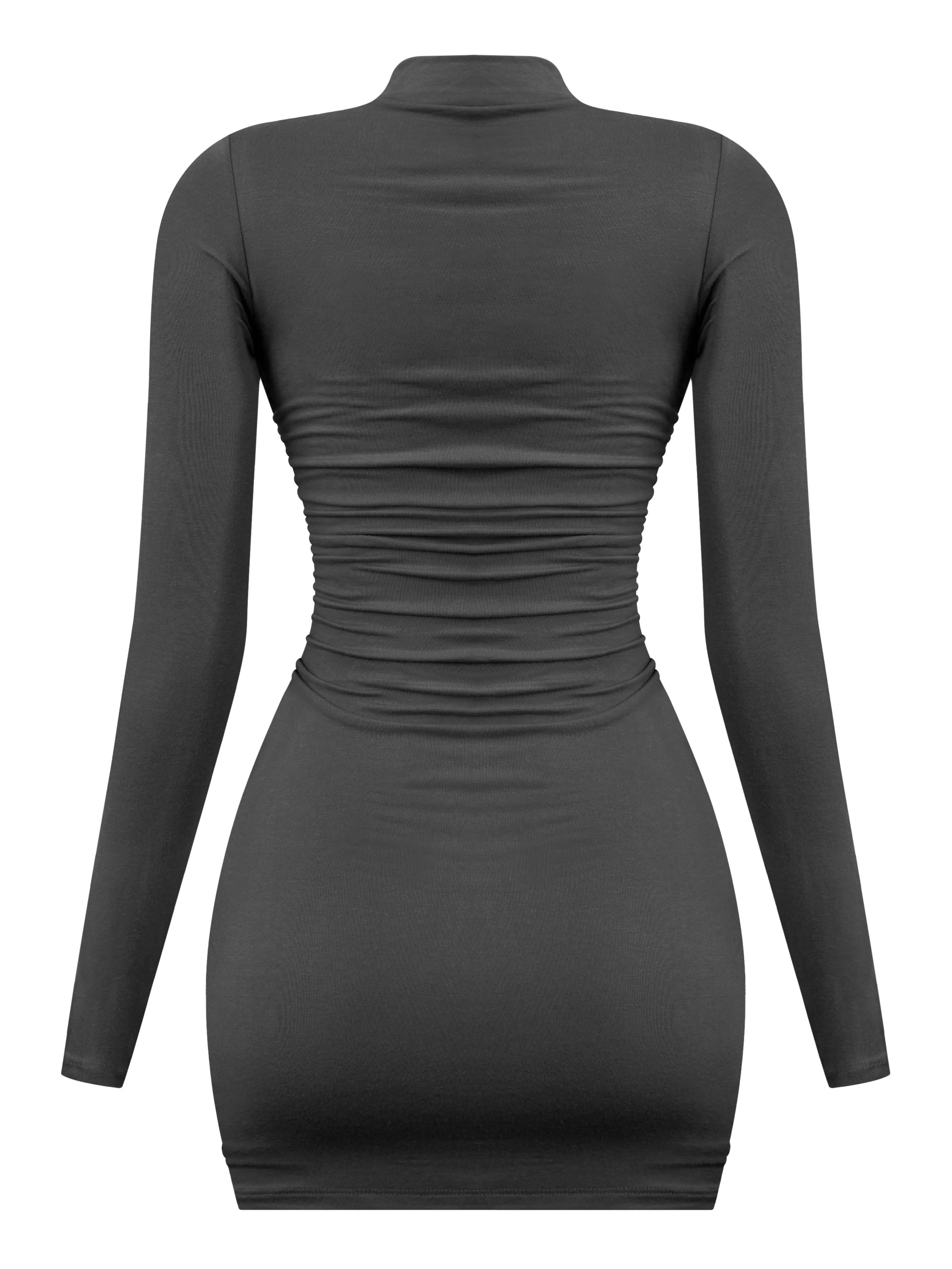 Ashley Ruched Mini Dress (Black)