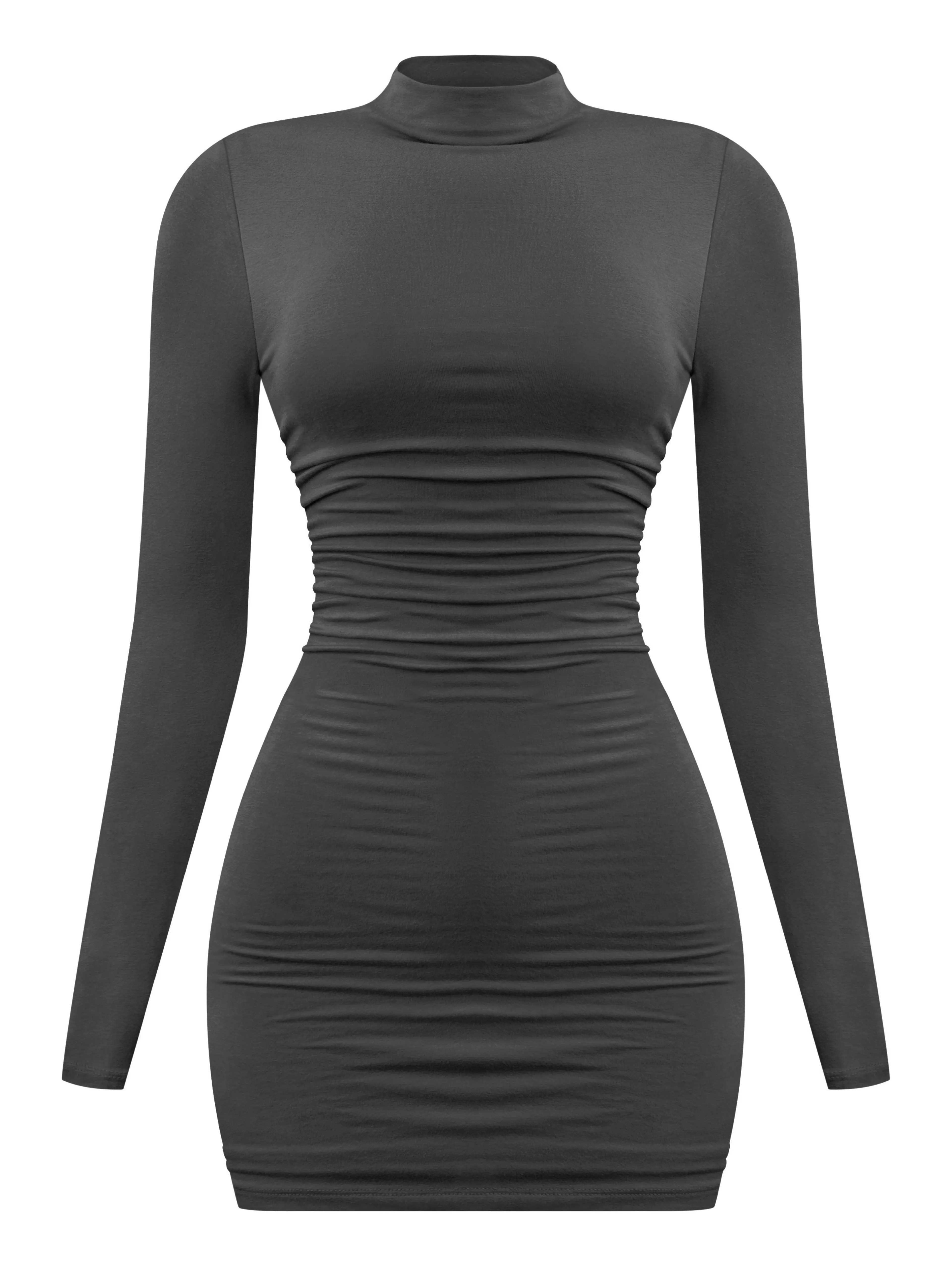 Ashley Ruched Mini Dress (Black)
