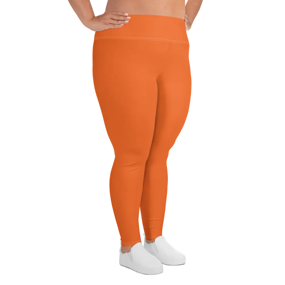 Athletic Apparatus Orange Black logo White stitch Plus Size Leggings