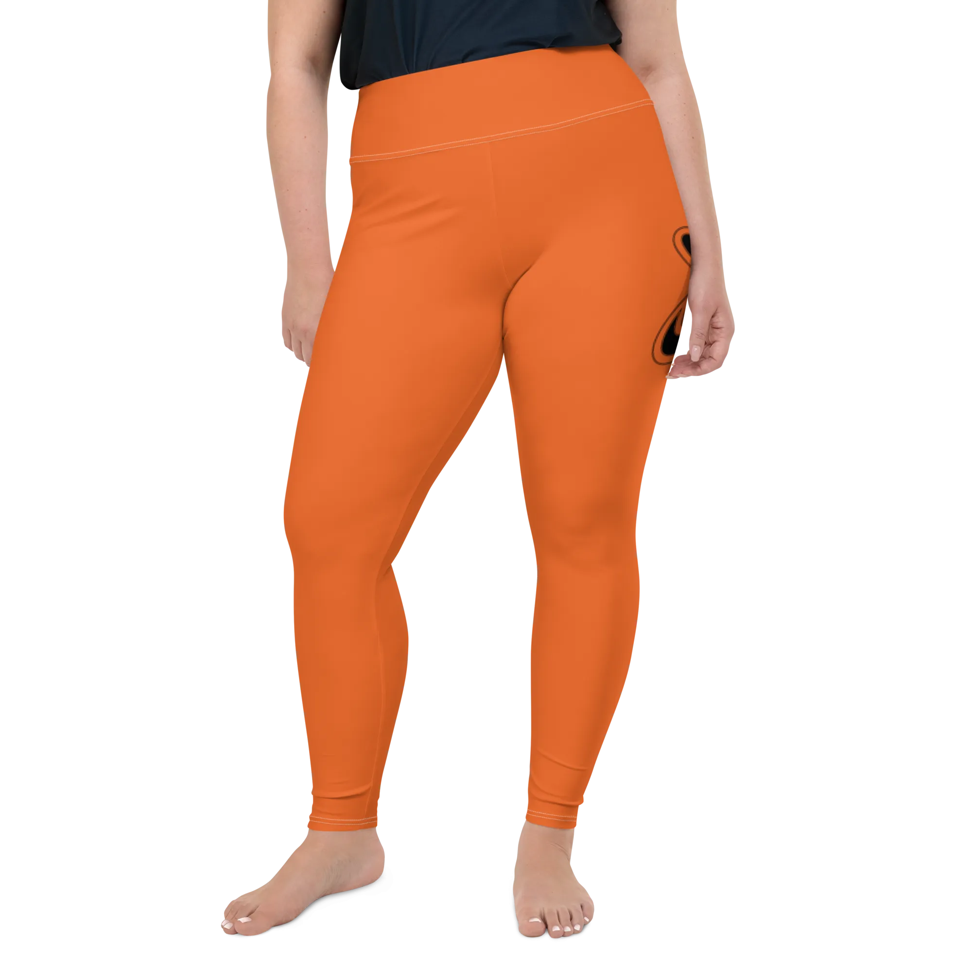 Athletic Apparatus Orange Black logo White stitch Plus Size Leggings