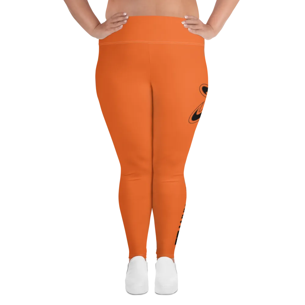 Athletic Apparatus Orange Black logo White stitch Plus Size Leggings