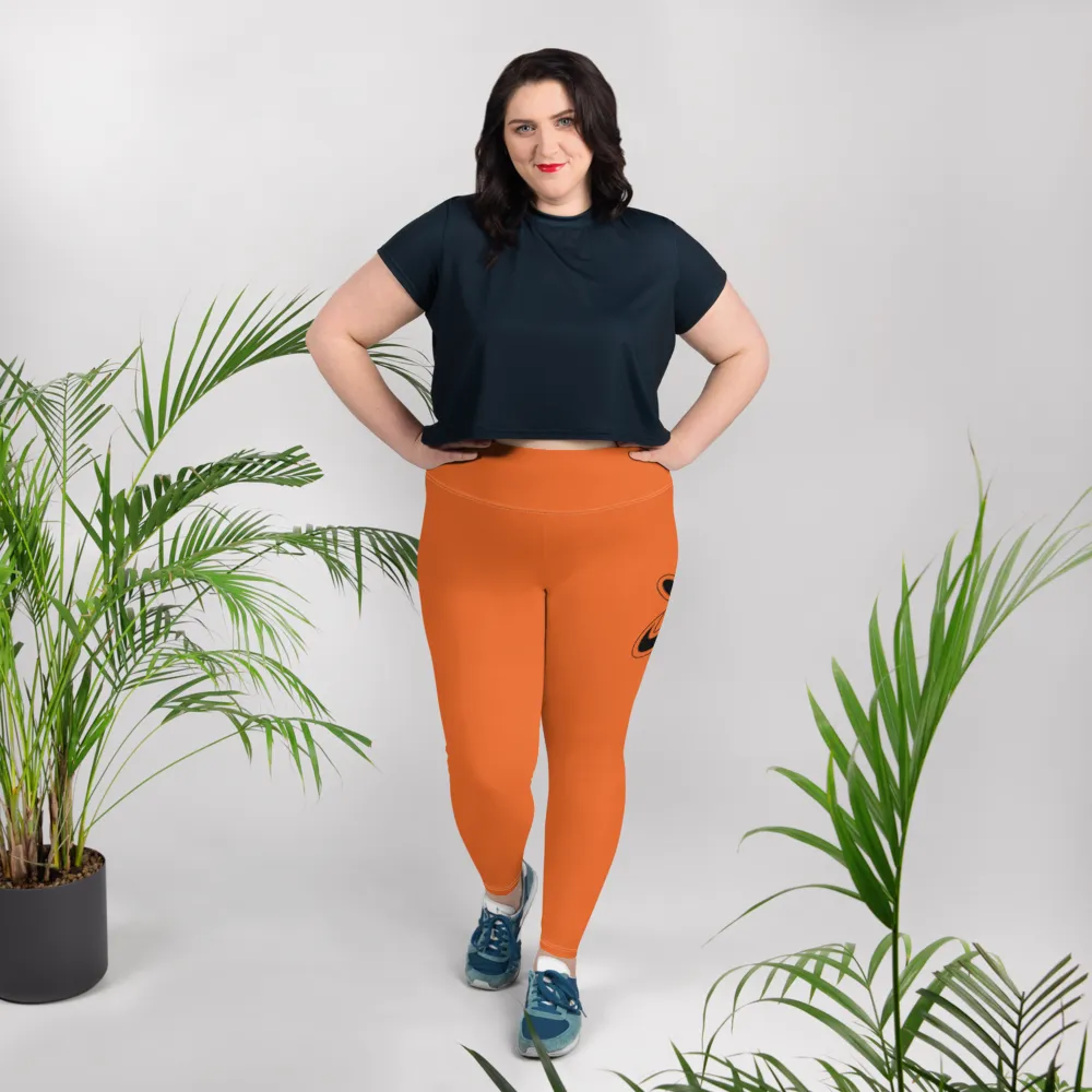 Athletic Apparatus Orange Black logo White stitch Plus Size Leggings