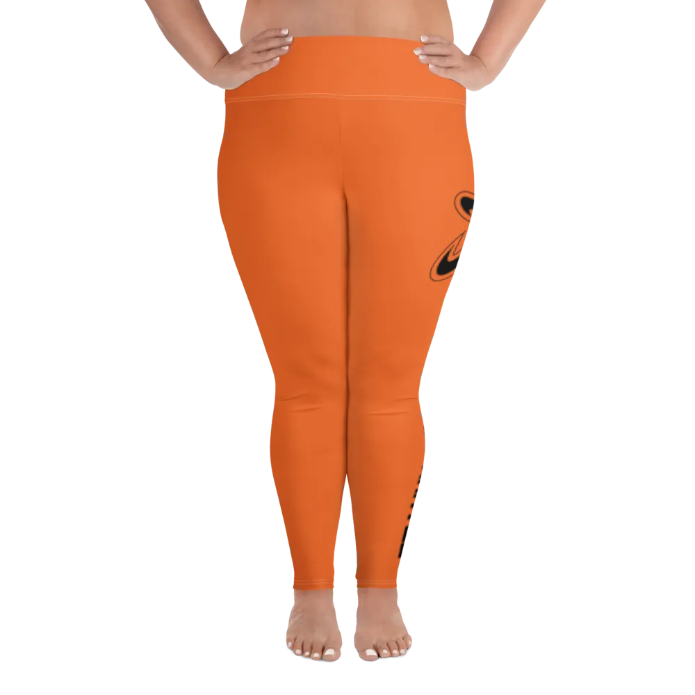 Athletic Apparatus Orange Black logo White stitch Plus Size Leggings