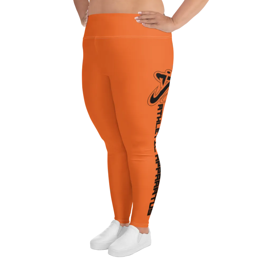 Athletic Apparatus Orange Black logo White stitch Plus Size Leggings