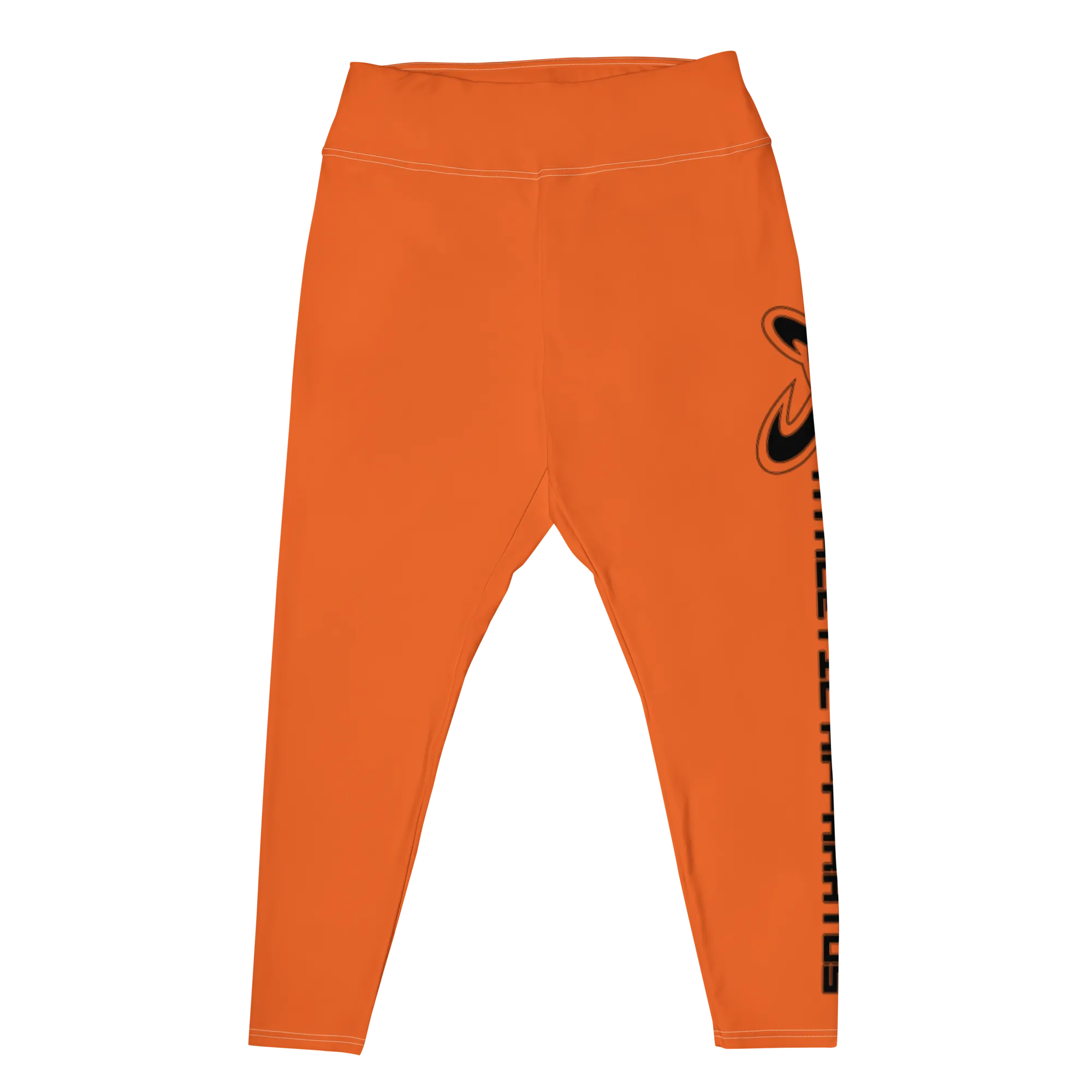 Athletic Apparatus Orange Black logo White stitch Plus Size Leggings