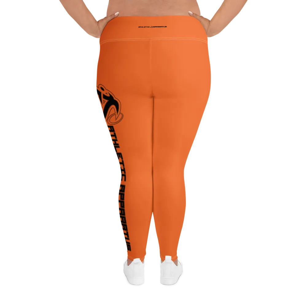 Athletic Apparatus Orange Black logo White stitch Plus Size Leggings