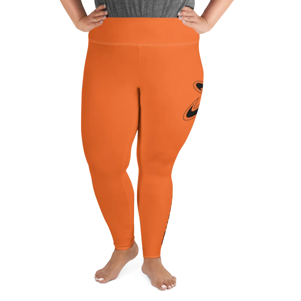 Athletic Apparatus Orange Black logo White stitch Plus Size Leggings