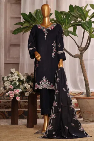 Bin Saeed Stitched 3 Piece Luxury Emb Karandi Vol-02 Collection'2024-SFB-1046-Black