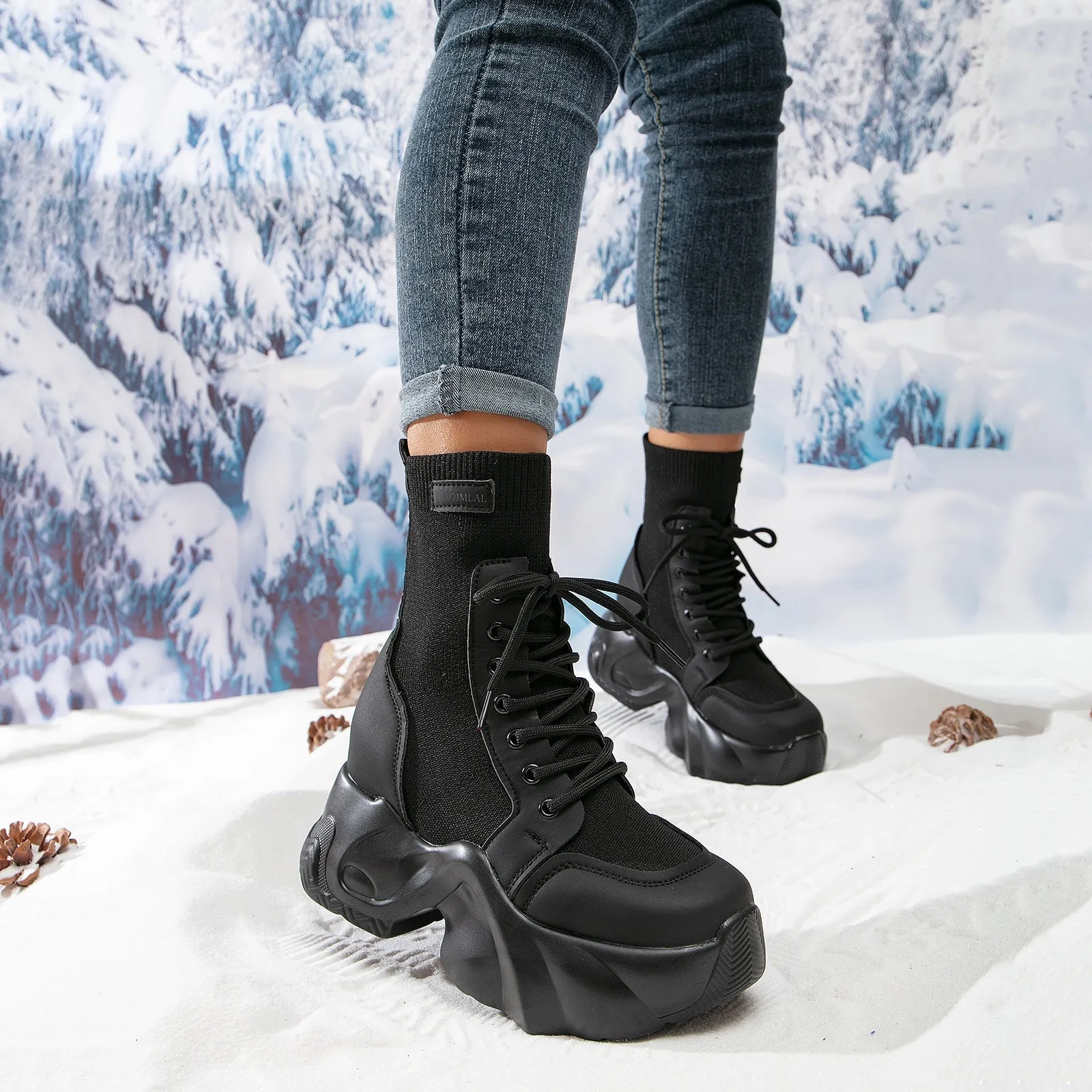 binfenxie-Women Platform Casual Ankle Boots