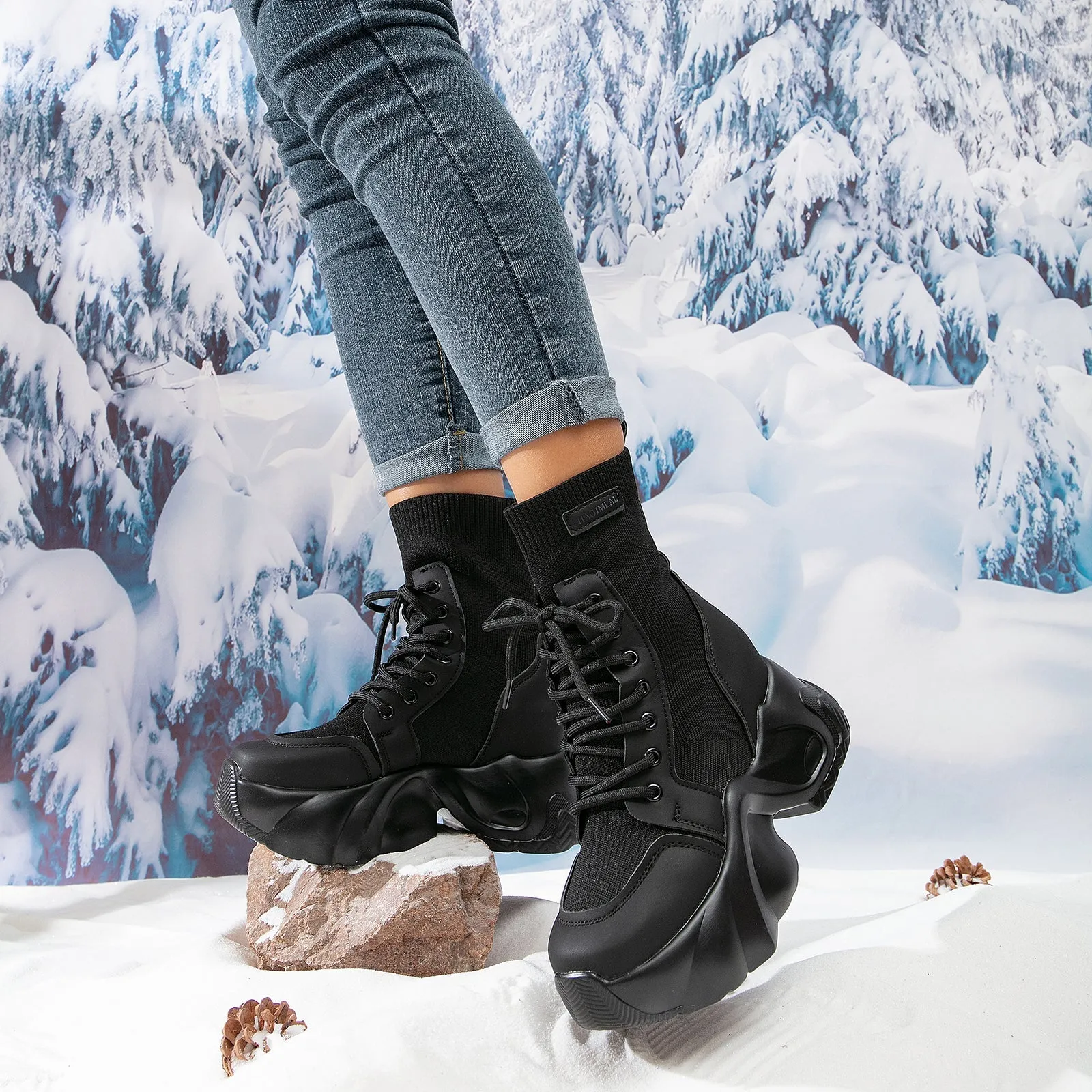 binfenxie-Women Platform Casual Ankle Boots