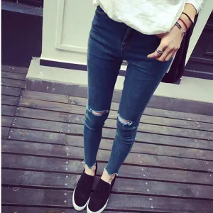 Casual High Waist Female Jeans