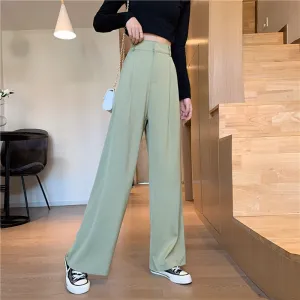 Casual Suits Floor Length Pants Women Summer Korean High Waist Slim Look Thin Straight Drape Loose Wide Leg Pants
