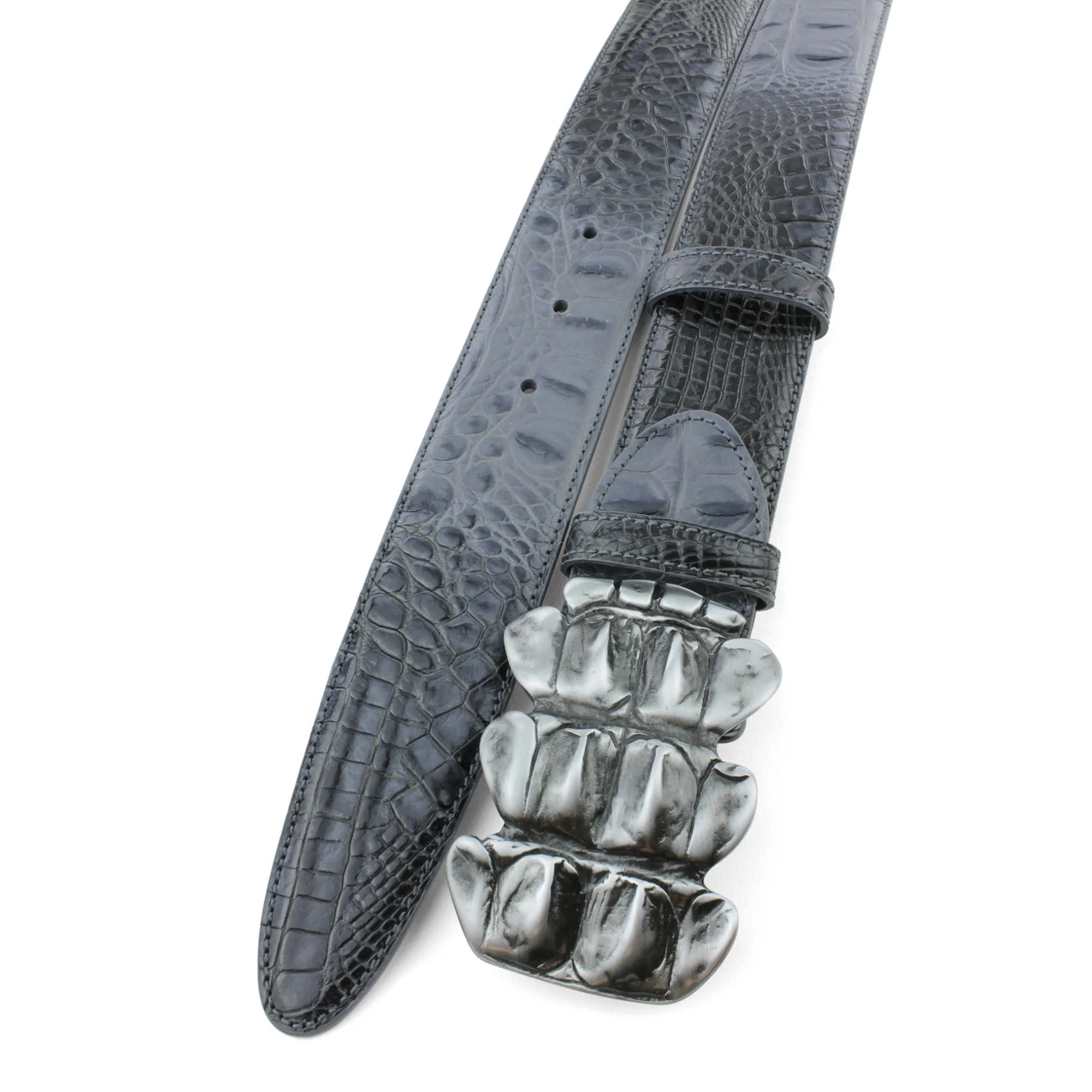 Charcoal Grey Mock Croc Caiman Belt