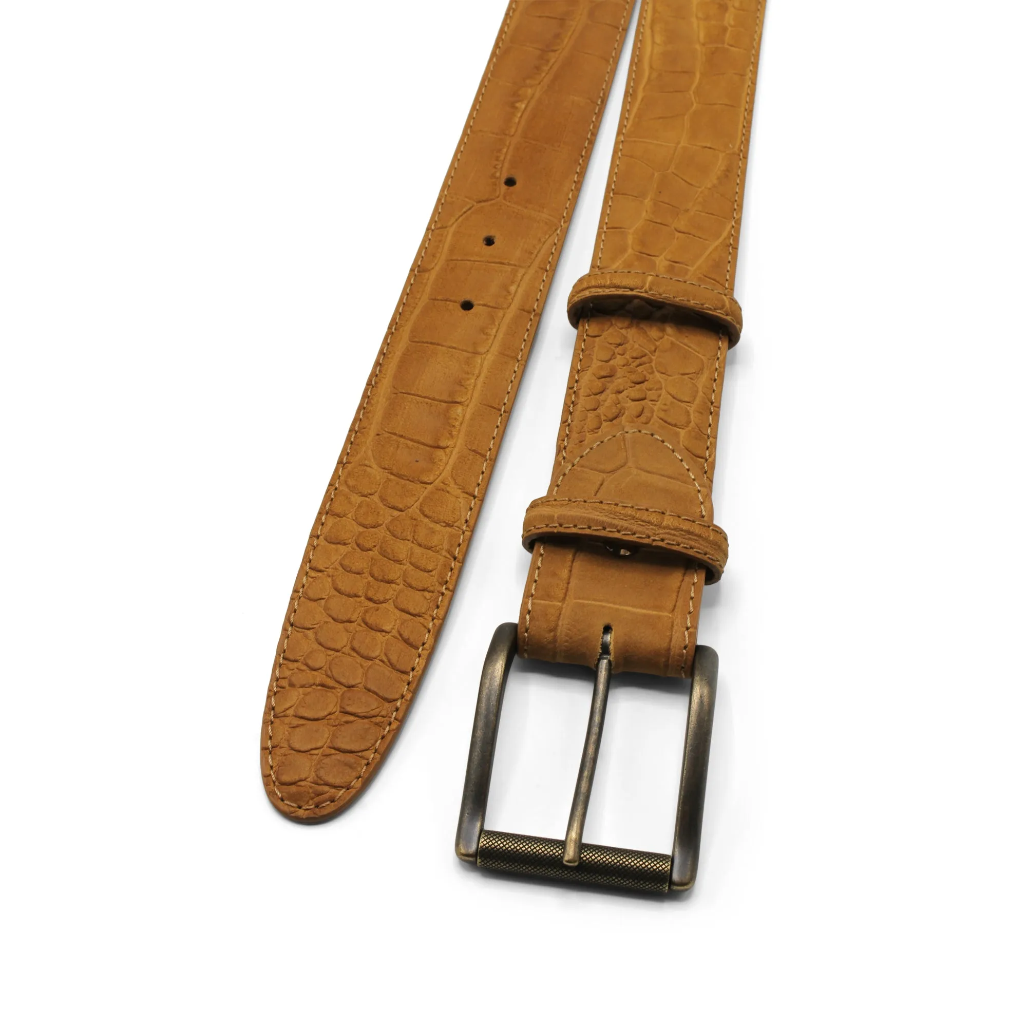 Chestnut Nubuck Touch Mock Croc Roller Belt