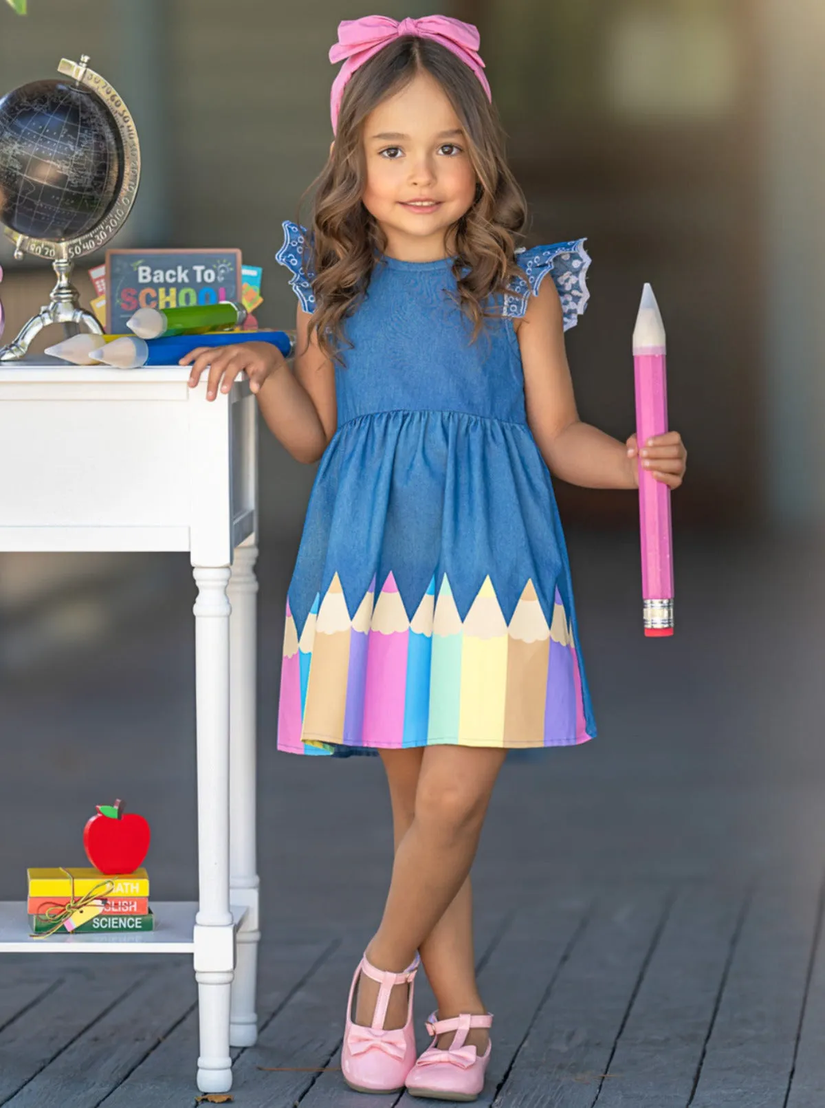 Color Me Pretty Ruffle Sleeve Denim Dress
