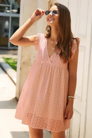 Coral Babydoll Eyelit Dress