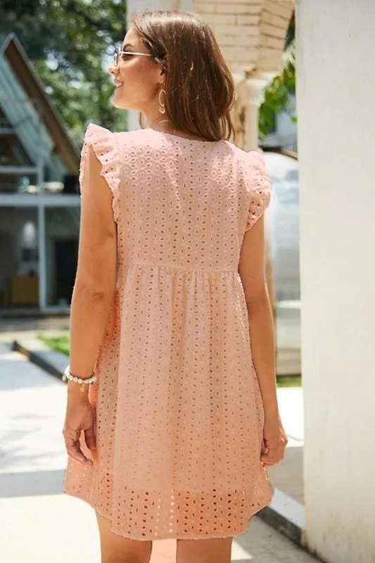 Coral Babydoll Eyelit Dress