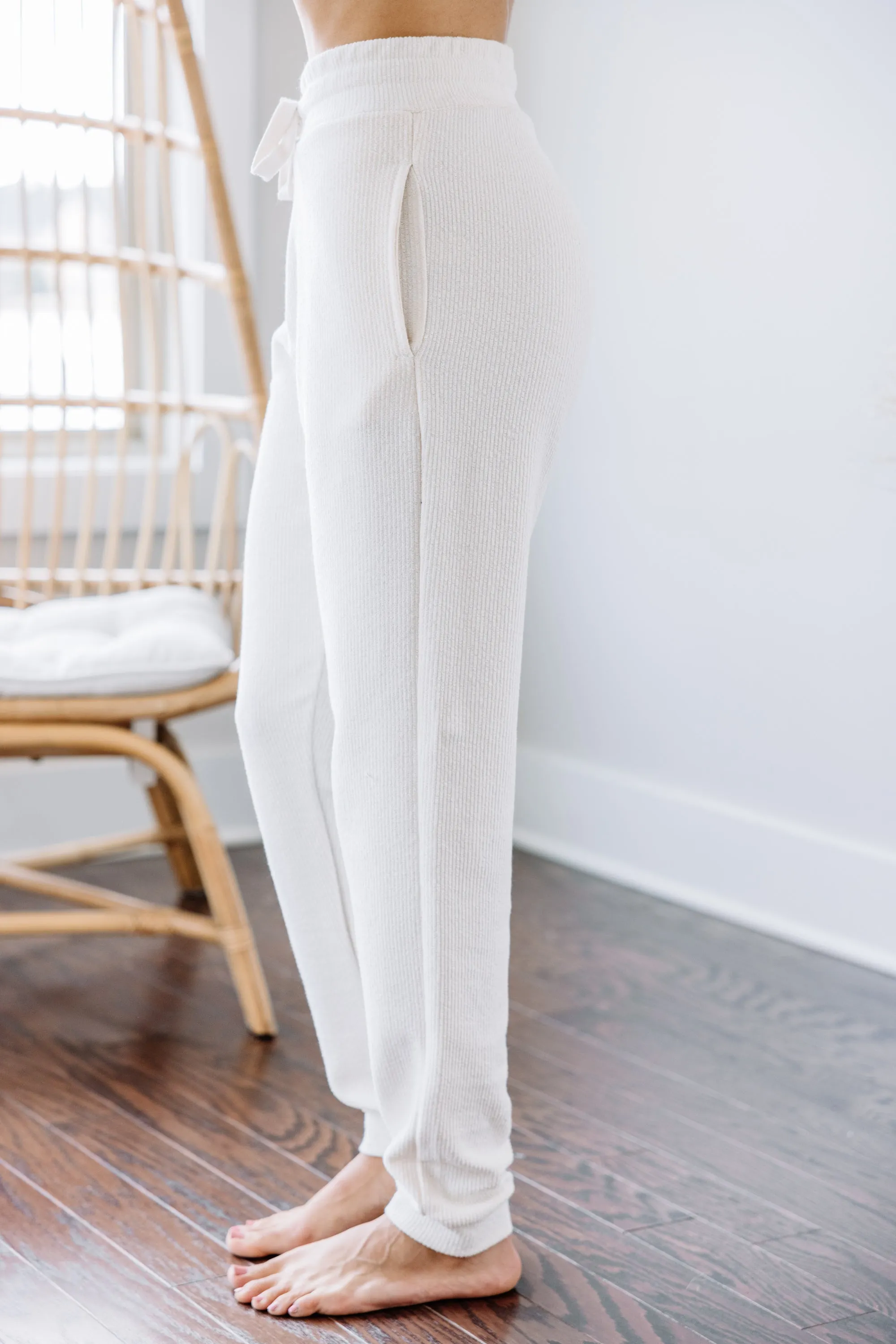 Couldn't Ask For More Ivory White Ribbed Joggers