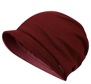 Dreadz Soft Cotton Peaked Brim Beanie Hat (AL-159 Dark Red)
