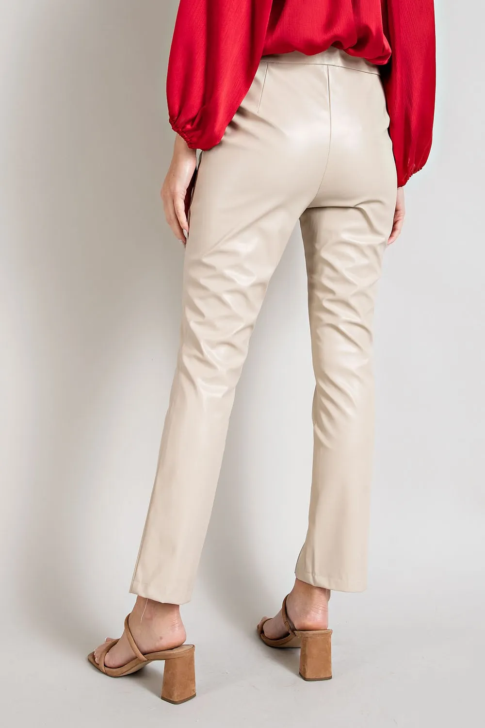 Faux Leather Slit Pants