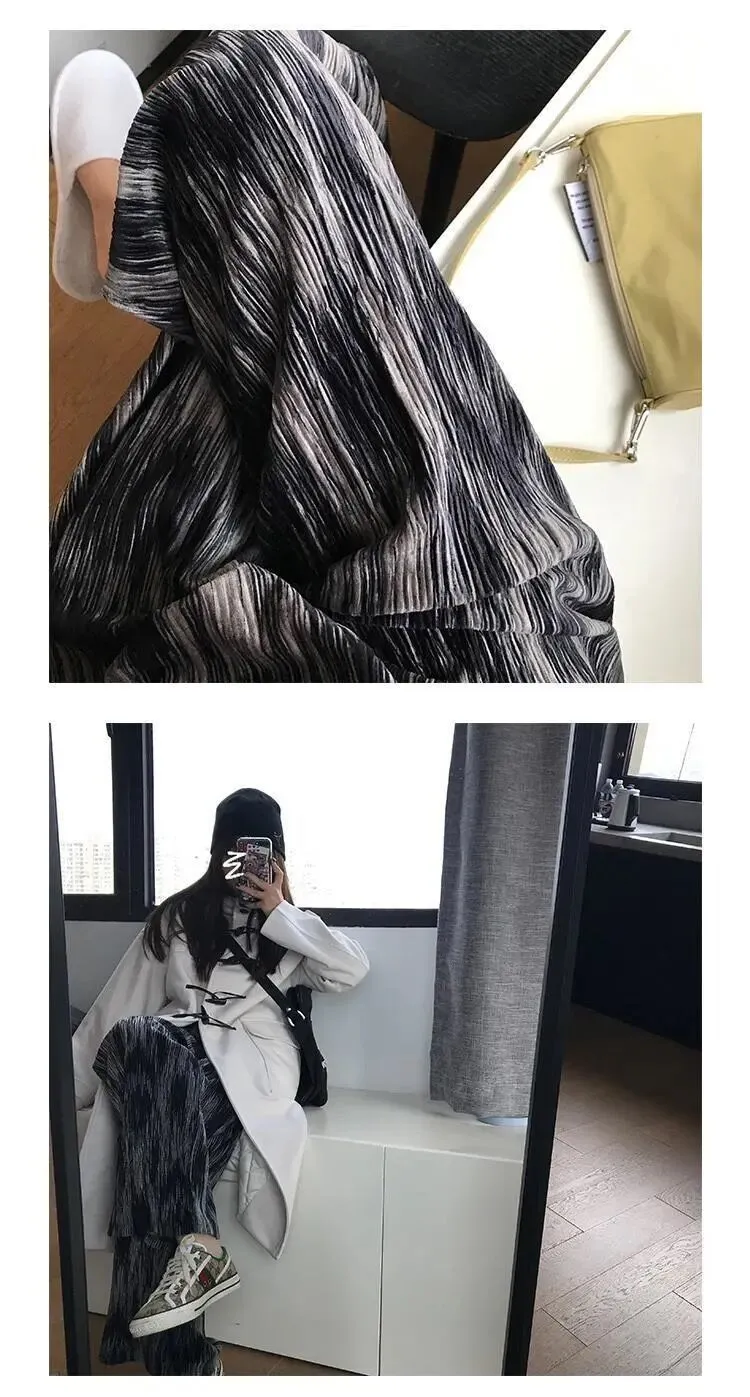 High Waist Dye Wide Leg Pants Women Korean INS Popular Casual Loose Straight Floor Length Long Pants
