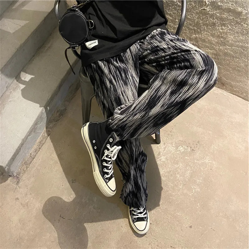 High Waist Dye Wide Leg Pants Women Korean INS Popular Casual Loose Straight Floor Length Long Pants