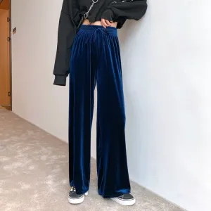High Waist Gold Wide Leg Pants Women Drape Loose Long Floor Length Straight Jeans Lengthen Casual Pants