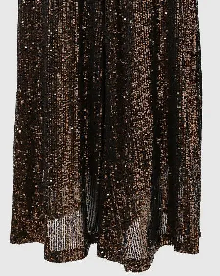 High Waist Pants with Sequins & Wide Leg Flare