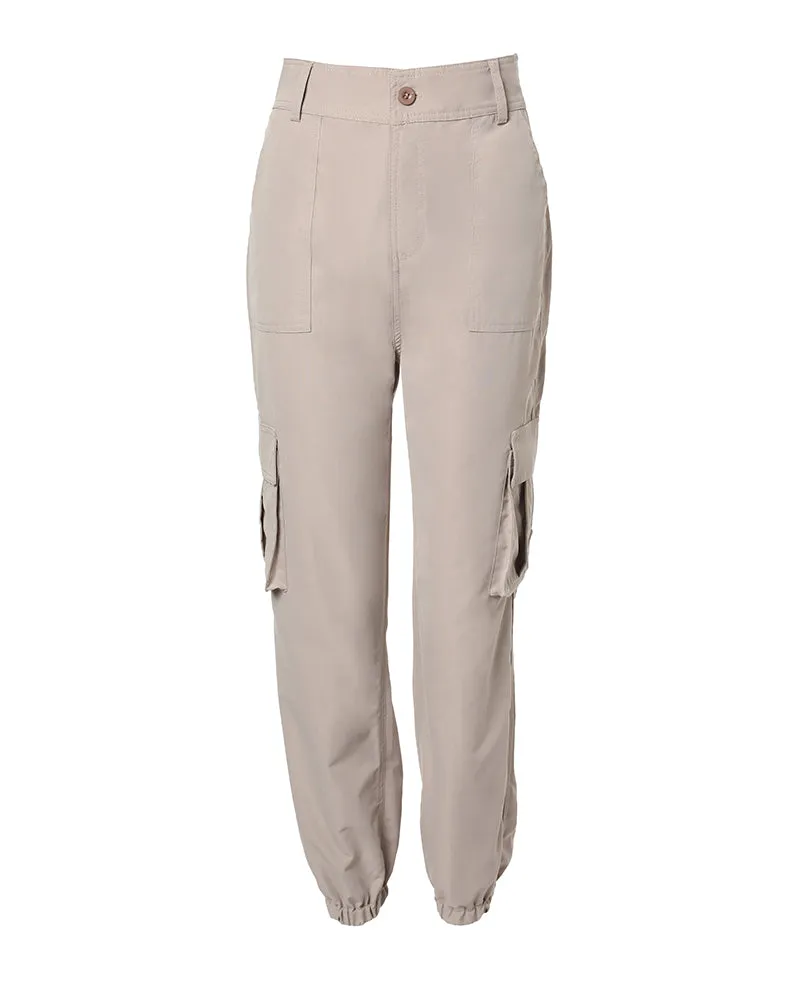 High Waist Pocket Design Cargo Pants