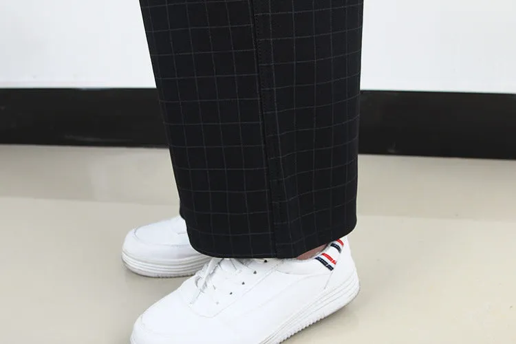 High Waist Slim Look Wide Leg Pants Women Trendy Plus Size Casual Striped Long Pants