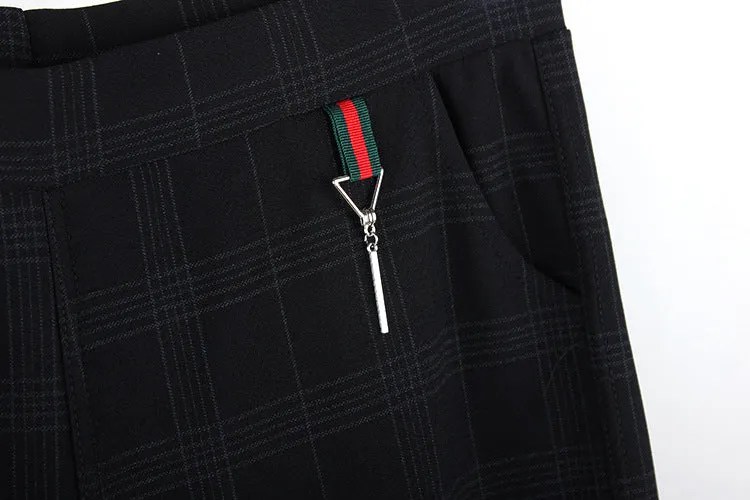 High Waist Slim Look Wide Leg Pants Women Trendy Plus Size Casual Striped Long Pants