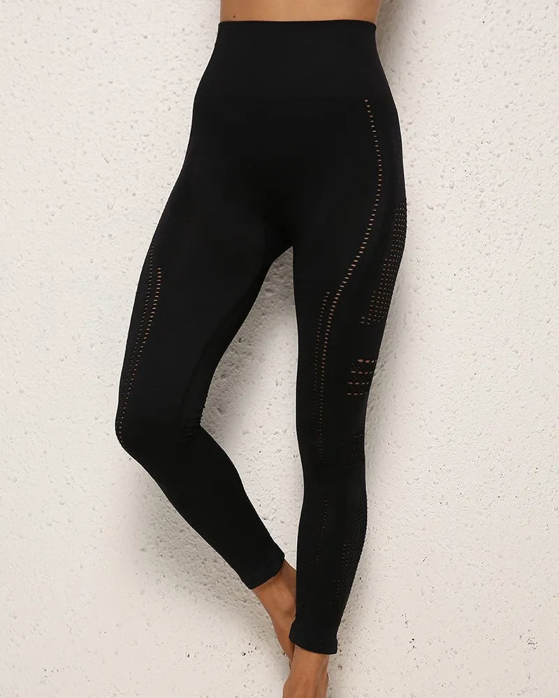 Hollow Out High Waist Butt Lifting Sports Yoga Pants