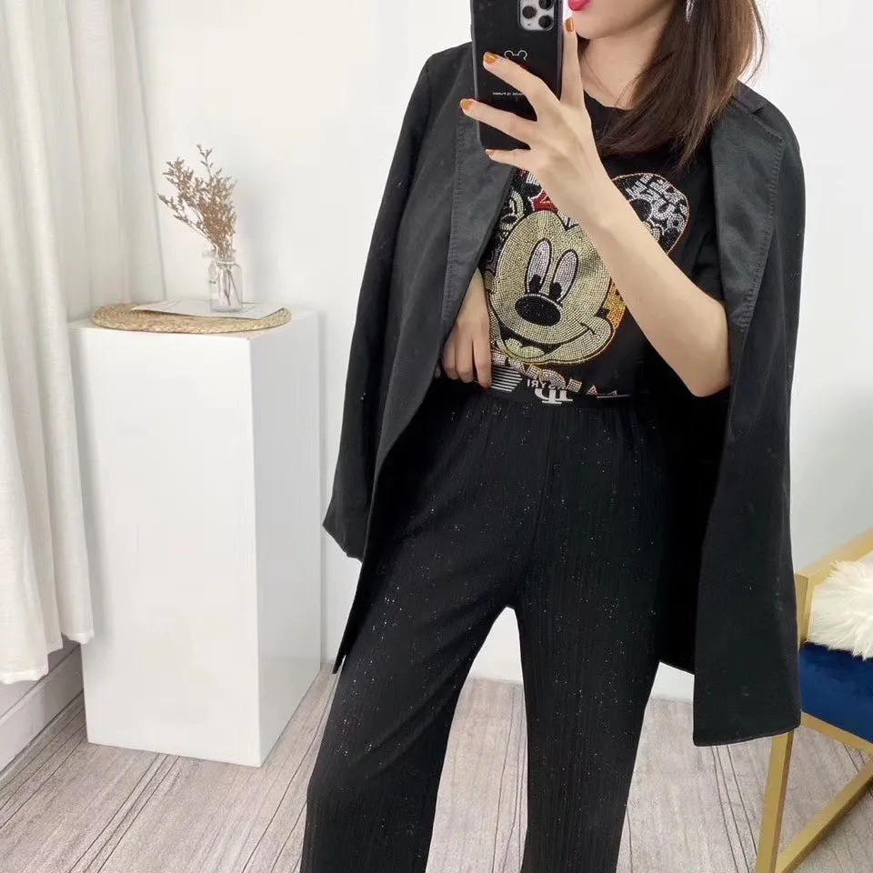 Korean Starry Sky Pants Hot Casual Chiffon Long High Waist Drape Floor Length Pants