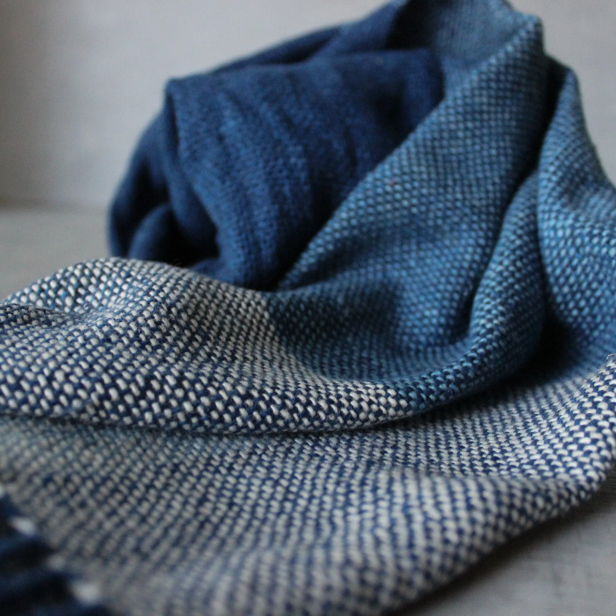 Lao Handwoven Cotton Scarf : Indigo