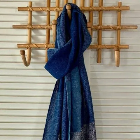 Lao Handwoven Cotton Scarf : Indigo