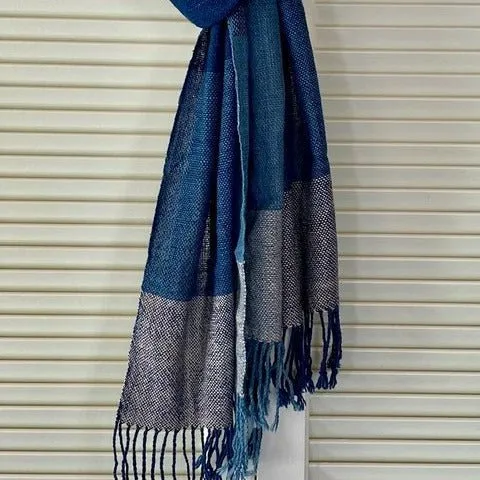Lao Handwoven Cotton Scarf : Indigo