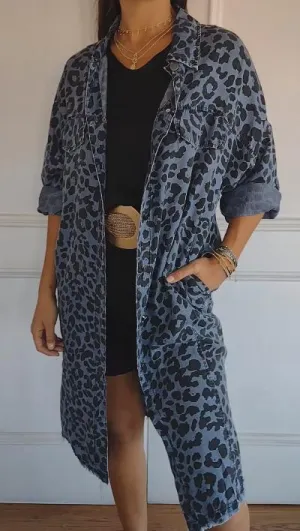 Leopard Print Thin Denim Jacket