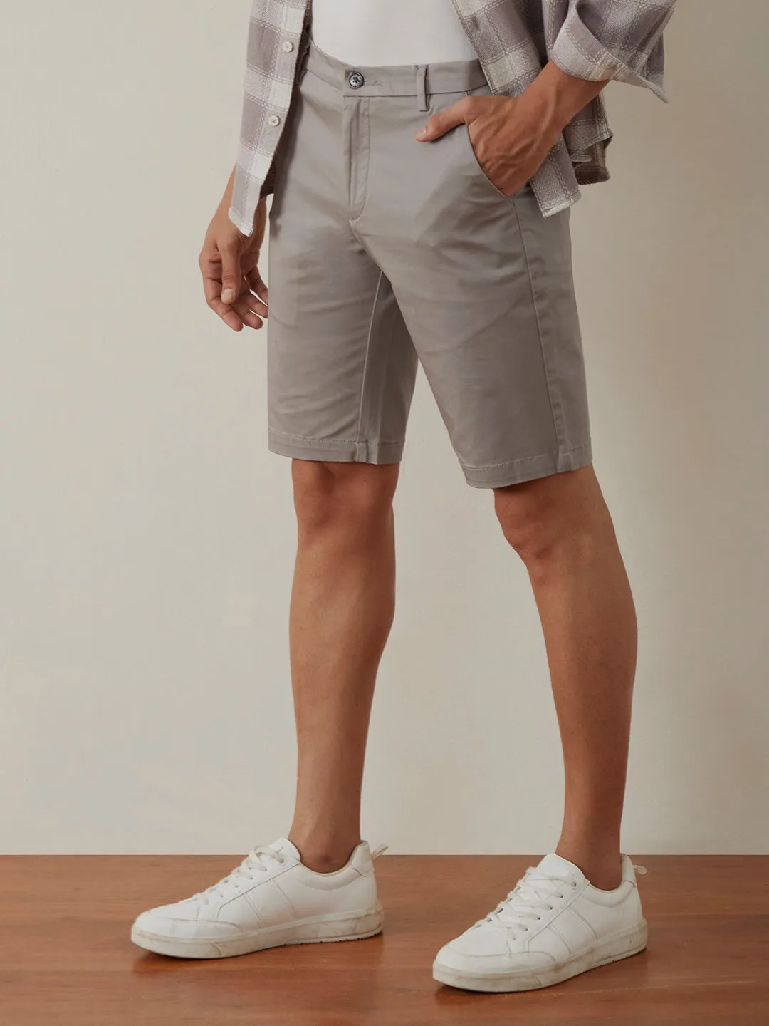Light Grey Plain Shorts