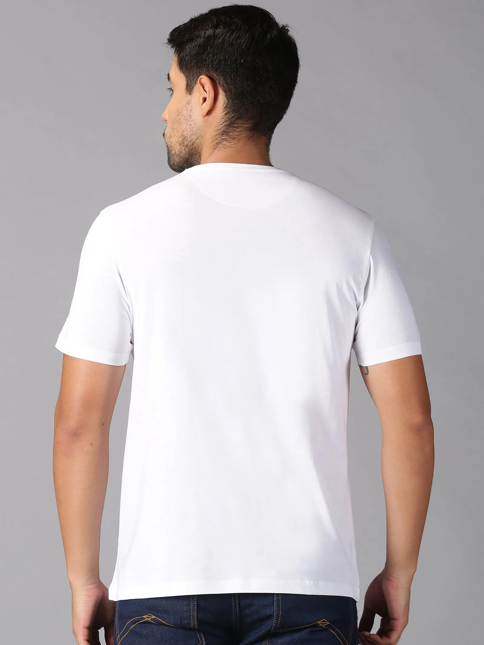 MEN'S SUPIMA COTTON WHITE SOLID SLIM FIT T.SHIRT
