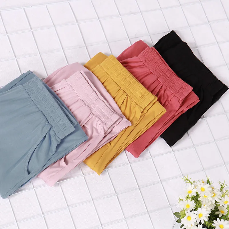 Modal Casual Pants Women Korean Loose High Waist Plus Size Pocket Straight Ankle-Length Pants