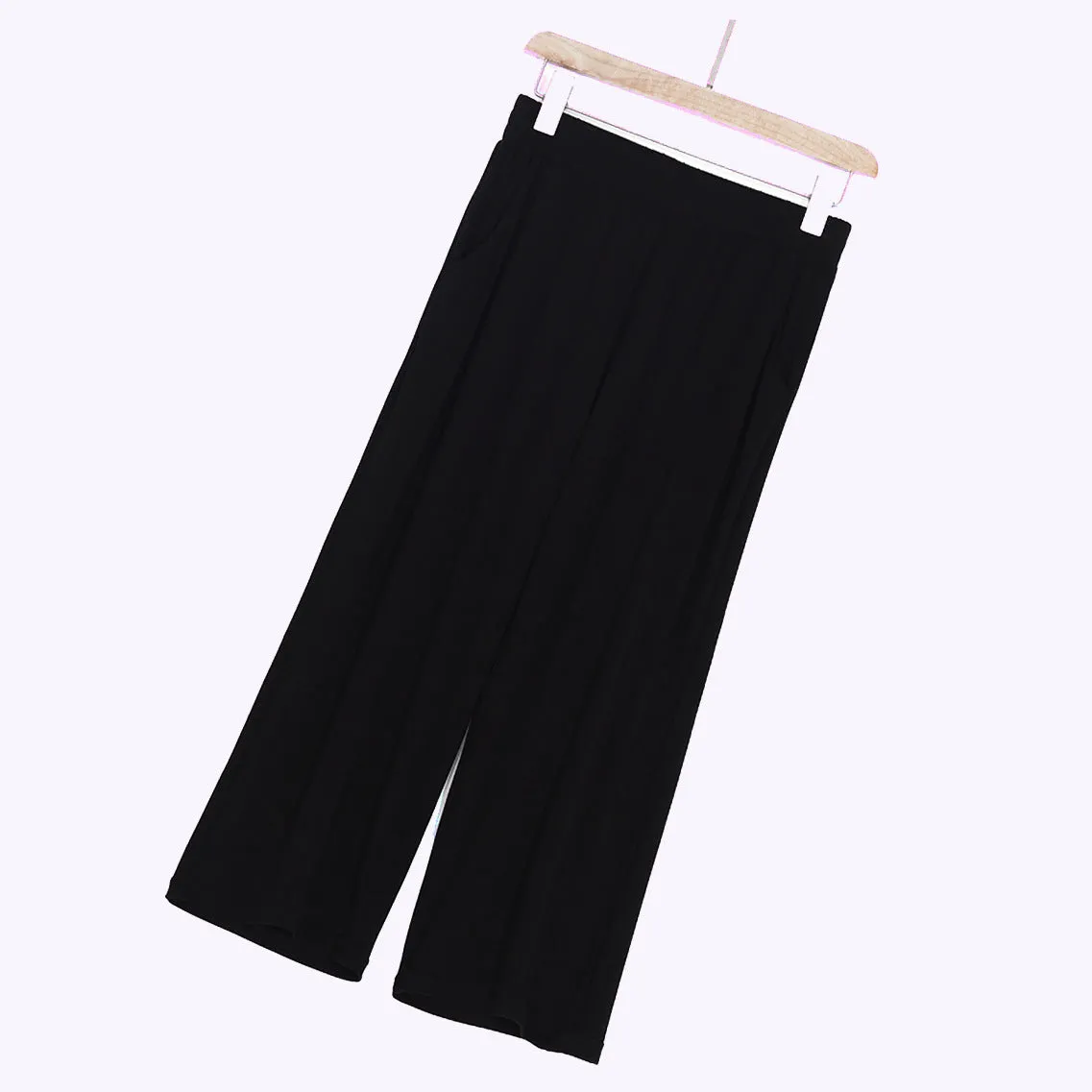 Modal Casual Pants Women Korean Loose High Waist Plus Size Pocket Straight Ankle-Length Pants