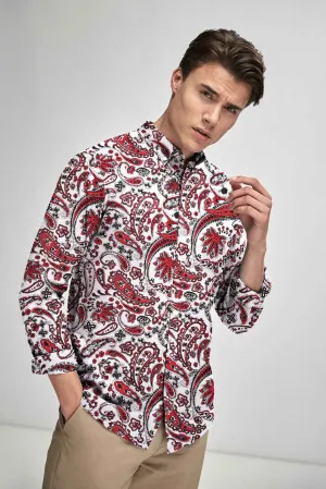 New Fashion Men's Leaf Printed Smart Fit Casual Shirt