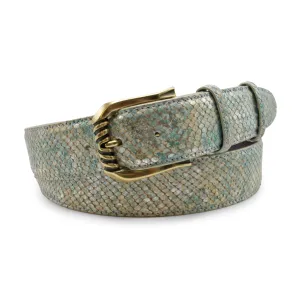 Pastel Blue Metallic Viper Effect Ridged Prong Belt