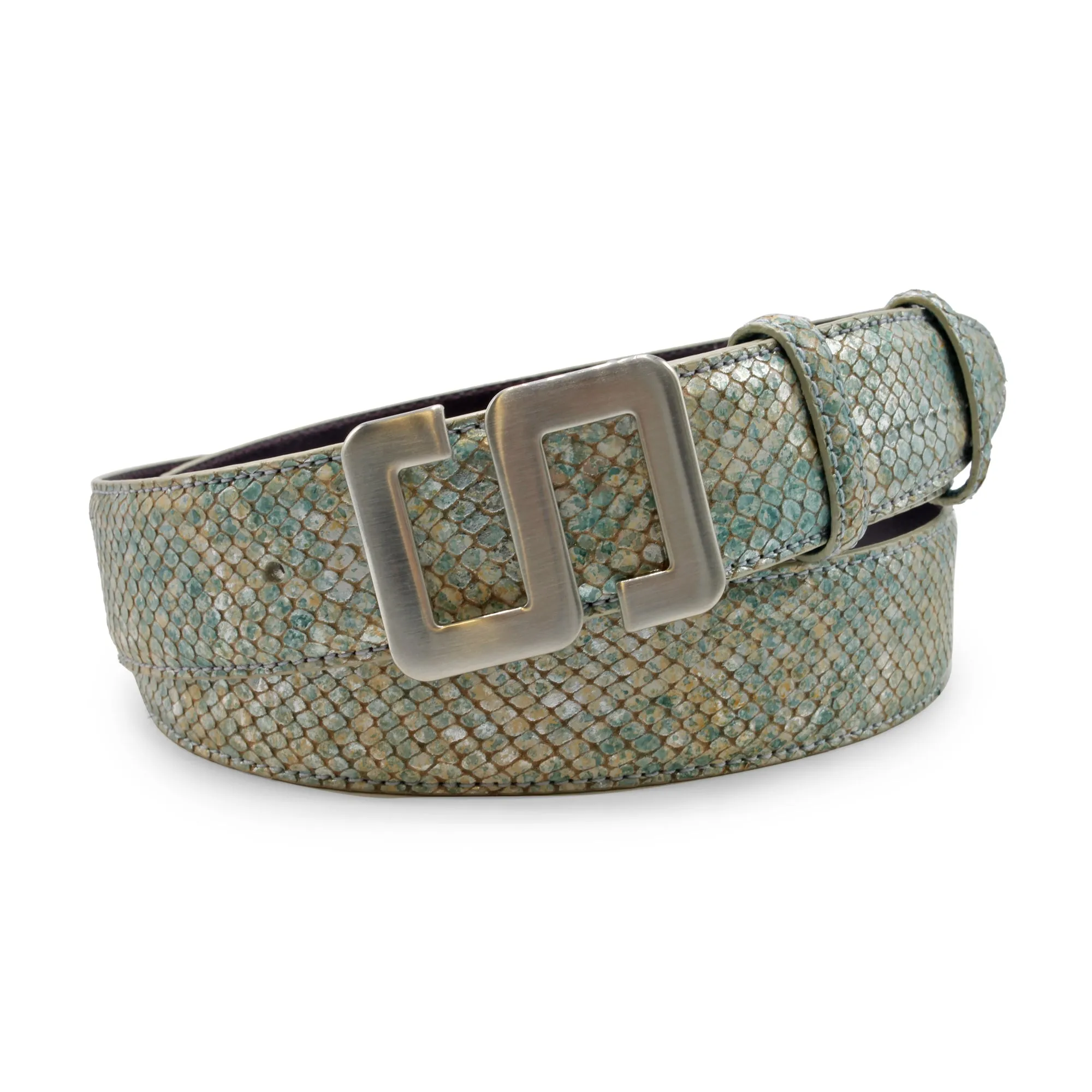 Pastel Blue Metallic Viper Effect Swirling S Belt