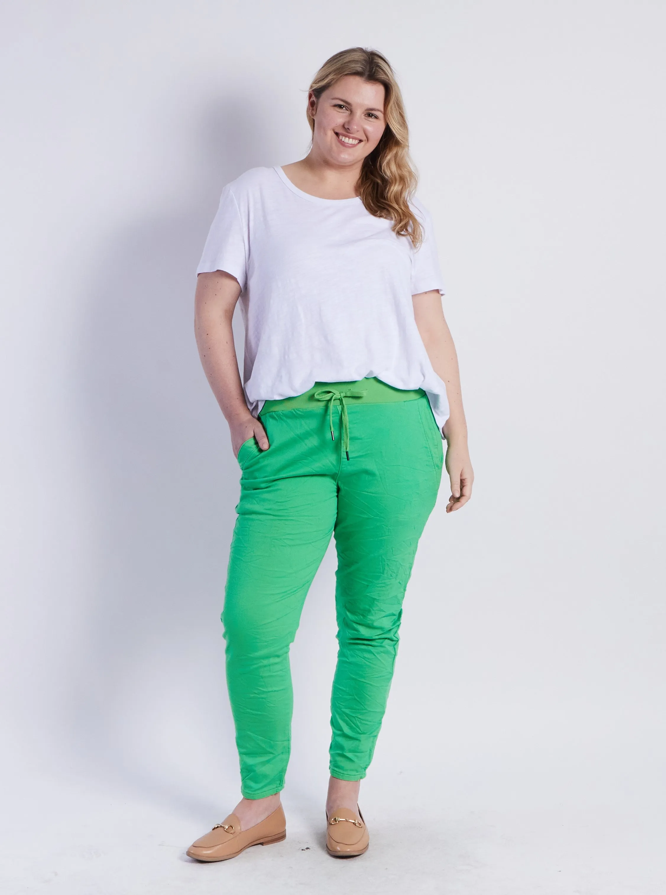 Riley Denim Joggers - Green