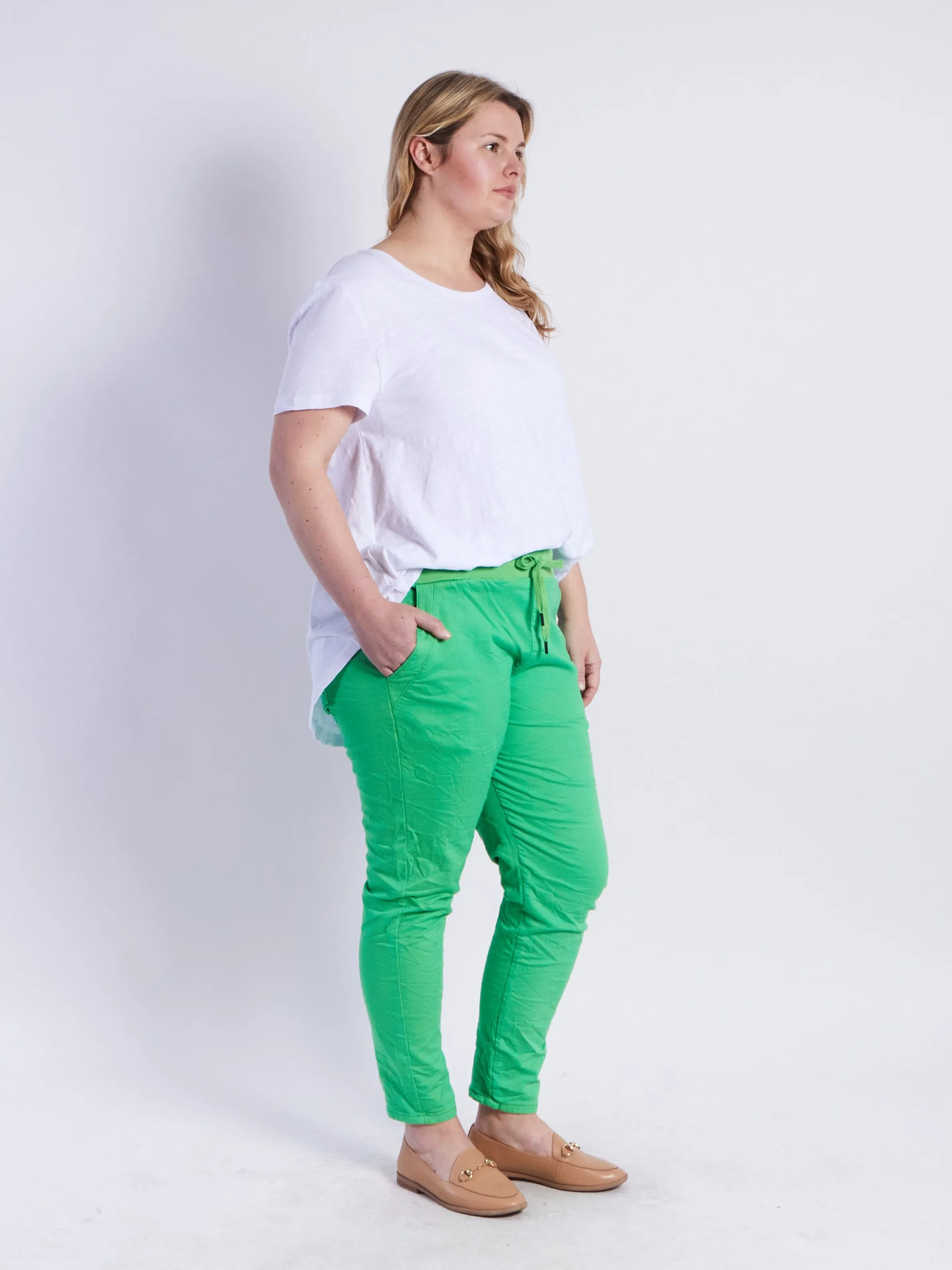 Riley Denim Joggers - Green